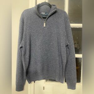 NWOT Polo Ralph Lauren 100% Lambswool Quarter Zip Sweater Grey - L